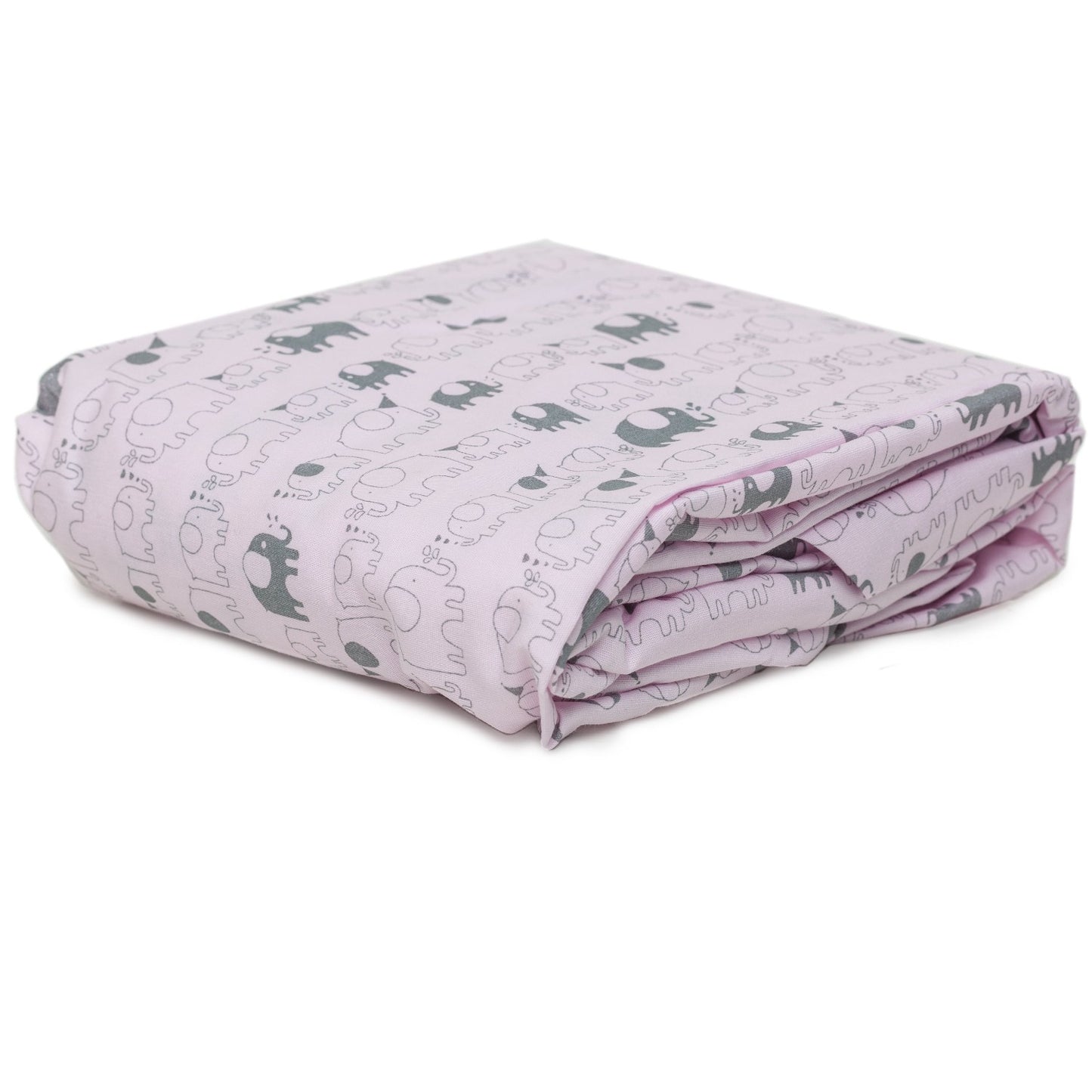 Playette Travel Cot Fitted Sheet - Pink, Printed Elephants