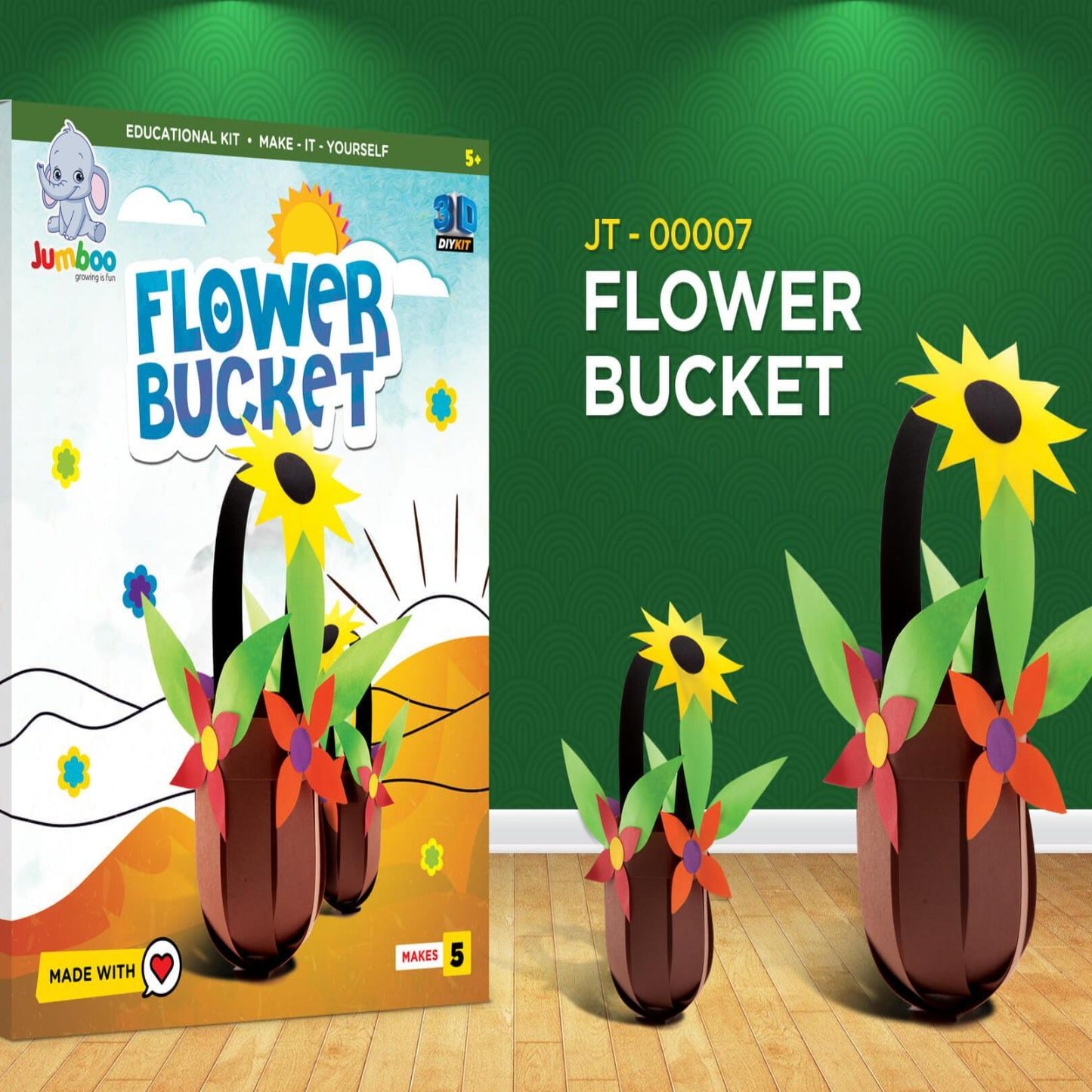 Flower Bucket DIY Paper Art & Craft Kit - Jumboo Toys