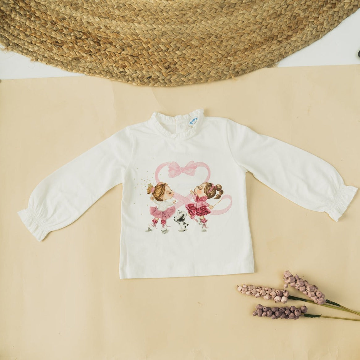 Baby Girls White Printed Long Sleeve Top