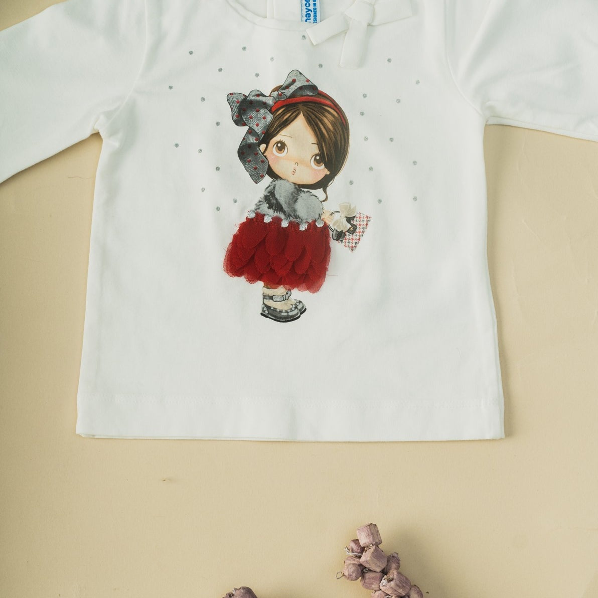 Baby Girls White Printed Long Sleeve Top