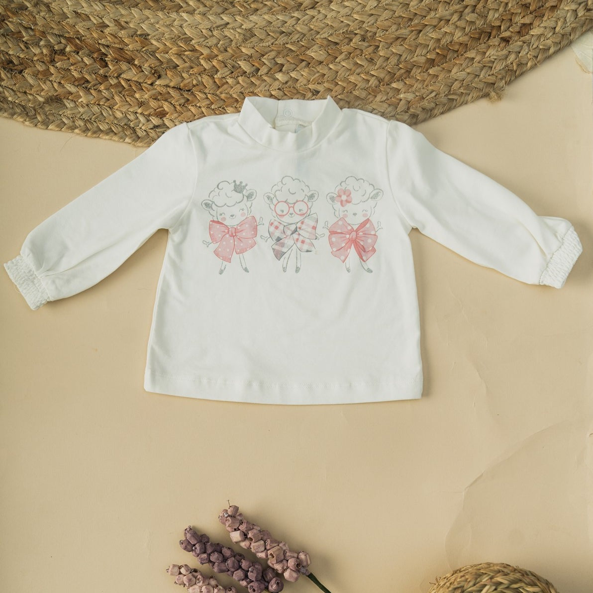 Baby Girls Printed White Long Sleeve Top