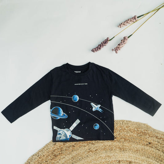 Boys Space Print Full Sleeve T-Shirt