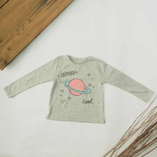 Girls Printed Long Sleeve Space T-Shirt