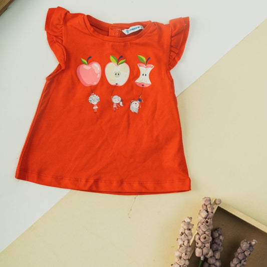 Baby Girls Apple Print Sleeveless Top