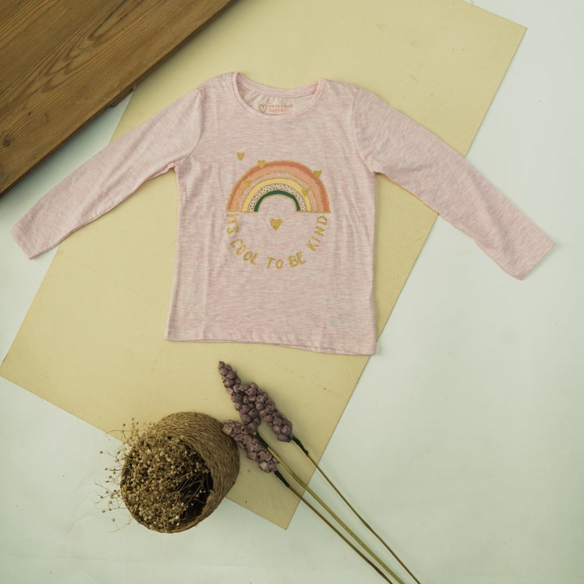 Girls Long Sleeve Rainbow Printed T-Shirt