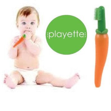 Playette Curvy Carrot Infant Training Teether And Toothbrush