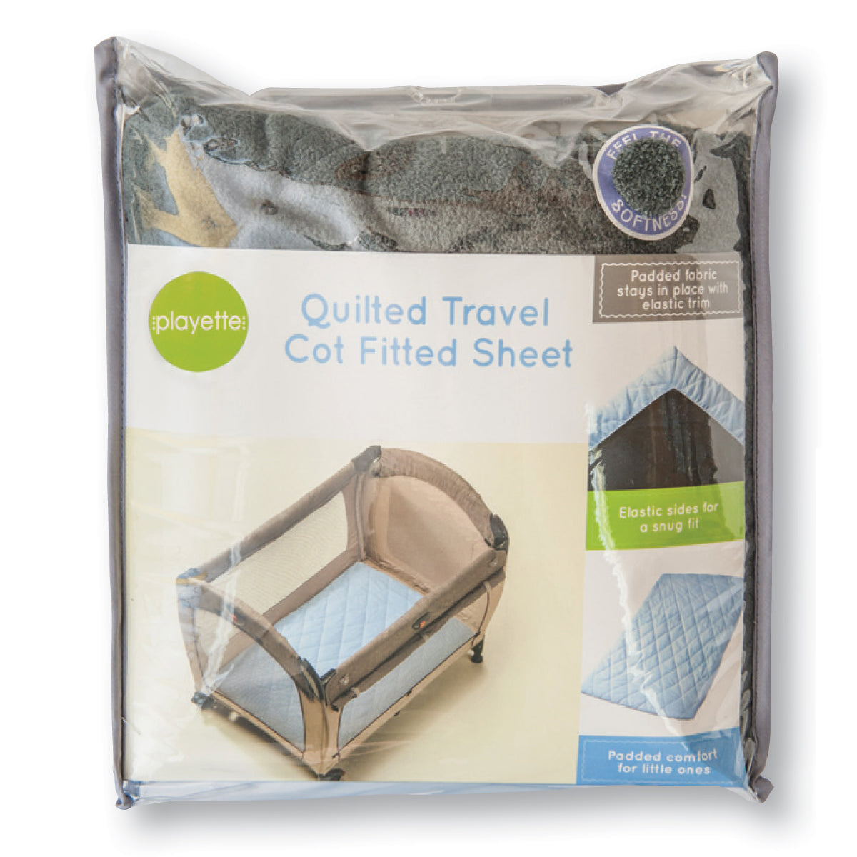 Playette Quilted Travel Cot Fitted Sheet - Charcoal