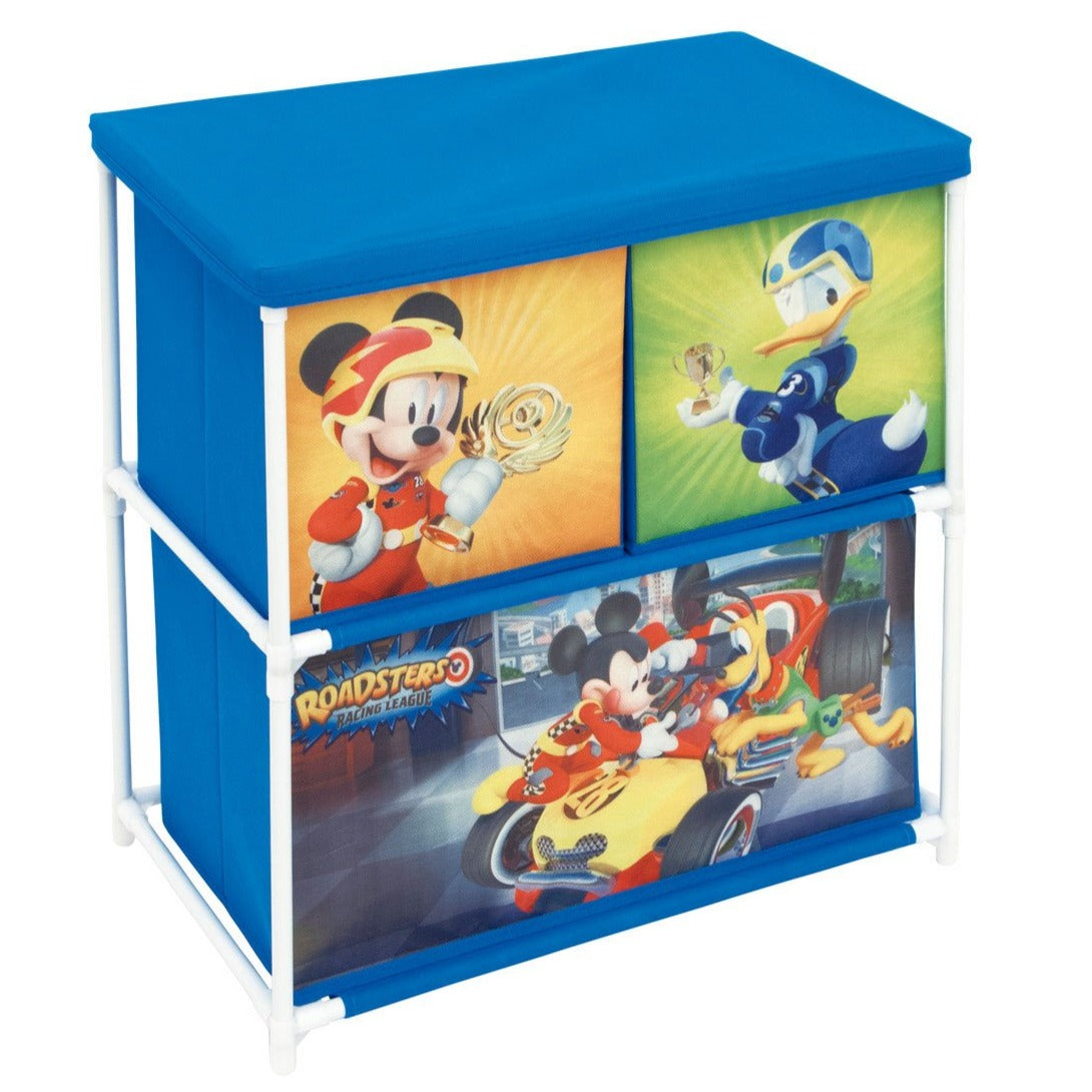 Mickey Mouse Roadster Racers Storage Shelf With 3 Fabric Bins